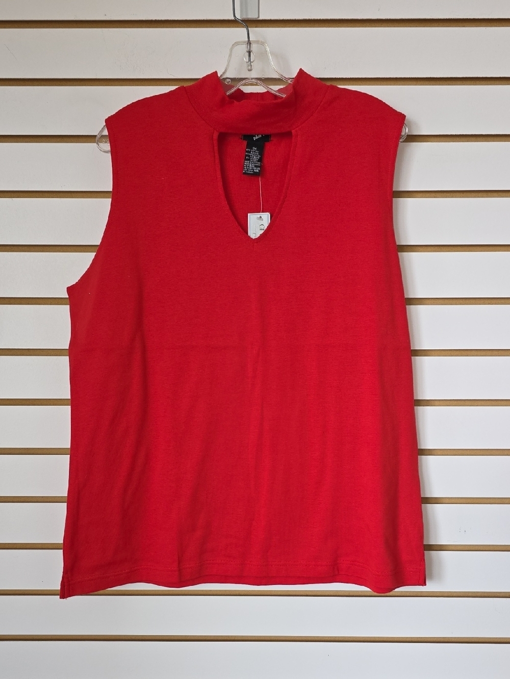 Sleeveless Red Mock Neck Top